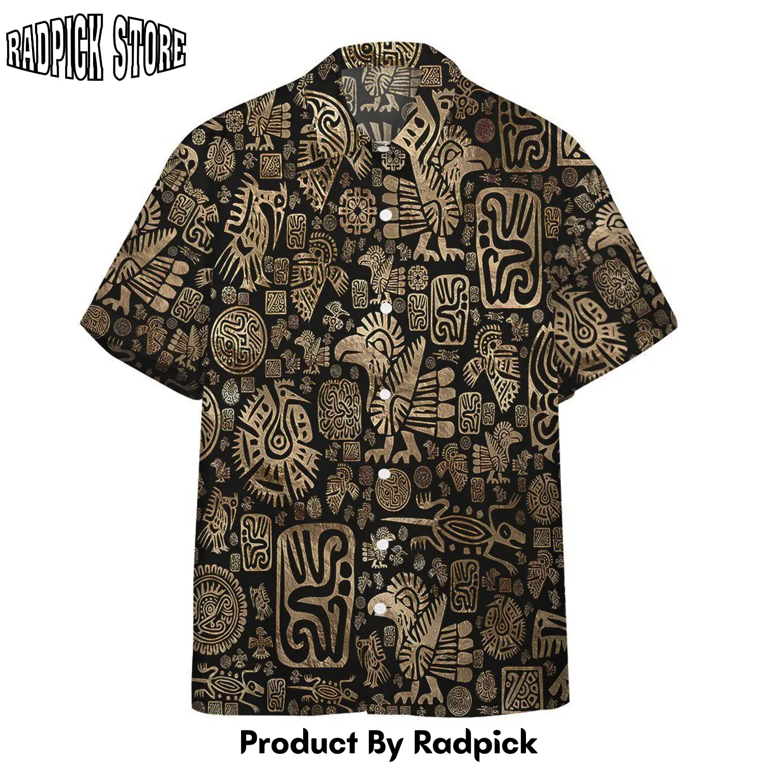 Radpick 3d native american ornaments black and gold hawaii shirt rp292511